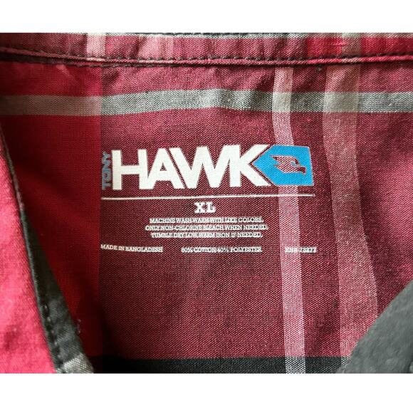 Tony Hawk Red Plaid Short Sleeve Button-Down Boys Size XL - Picture 2 of 6